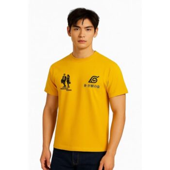 Friendly Looks Half Sleeve Anime Printed Regular Fit Cotton T-Shirt | Cotton Yellow T-shirt